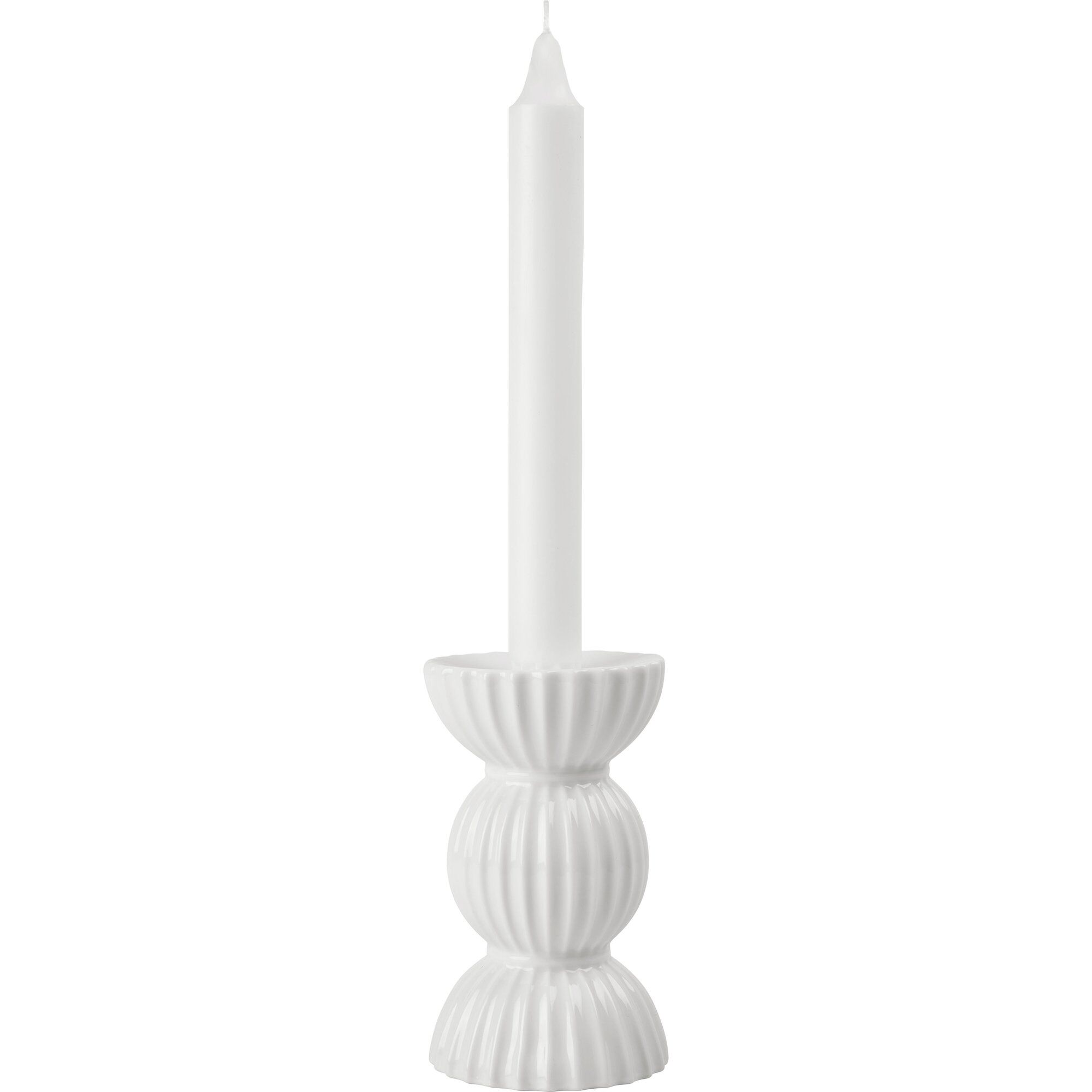 Lyngby porcelæn Tura fyrfadslysestage 14 cm, hvid