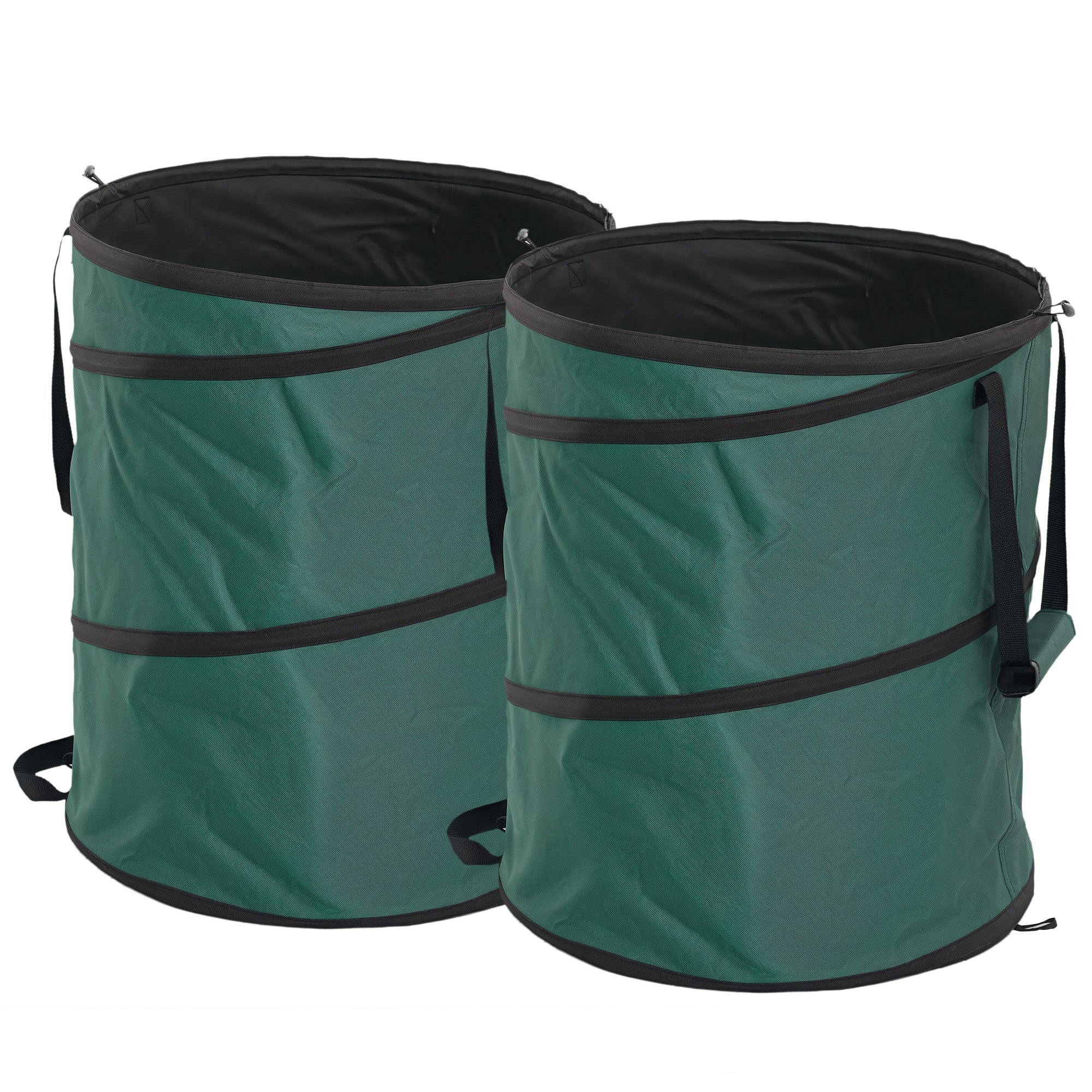 Havepose 2x160l vandtæt haveaffaldspose med bærestropper, håndtag, stabil, robust bladpose, grøn