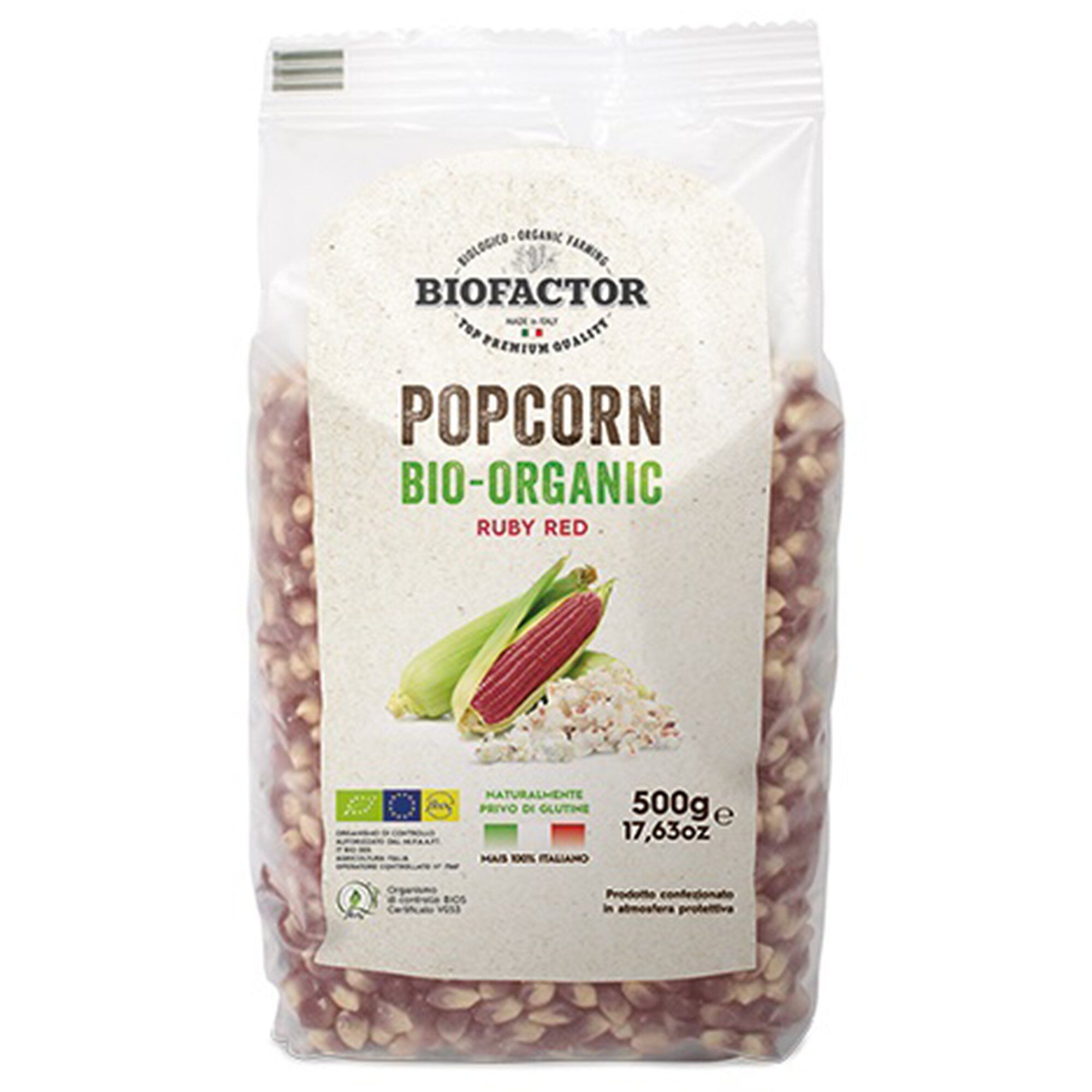 Biofactor Økologiske popcorn, 500 g, rød