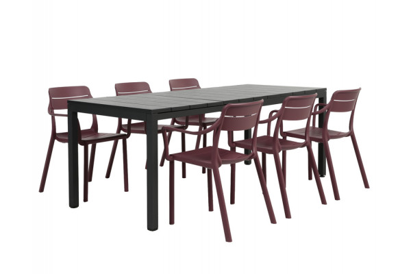 Nardi Rio Cassia Havemøbelsæt 140-210cm - Antracit/Borgogna