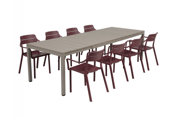 Nardi Rio Cassia Havemøbelsæt 210-280cm - Latte/Borgogna