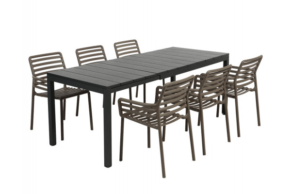 Nardi Rio Doga Havemøbelsæt 140-210cm - Antracit/Tabacco