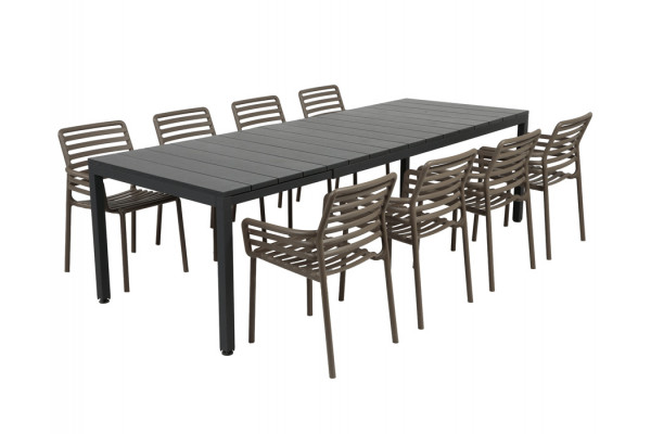 Nardi Rio Doga Havemøbelsæt 210-280cm - Antracit/Tabacco