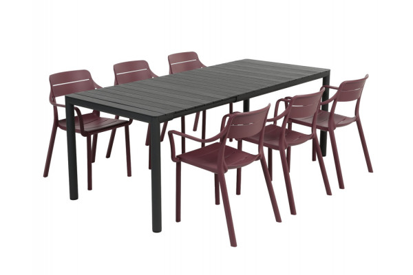 Nardi Tevere Cassia Havemøbelsæt 147-211cm - Antracit/Borgogna