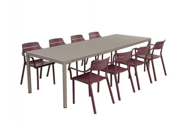 Nardi Tevere Cassia Havemøbelsæt 210-275cm - Latte/Borgogna