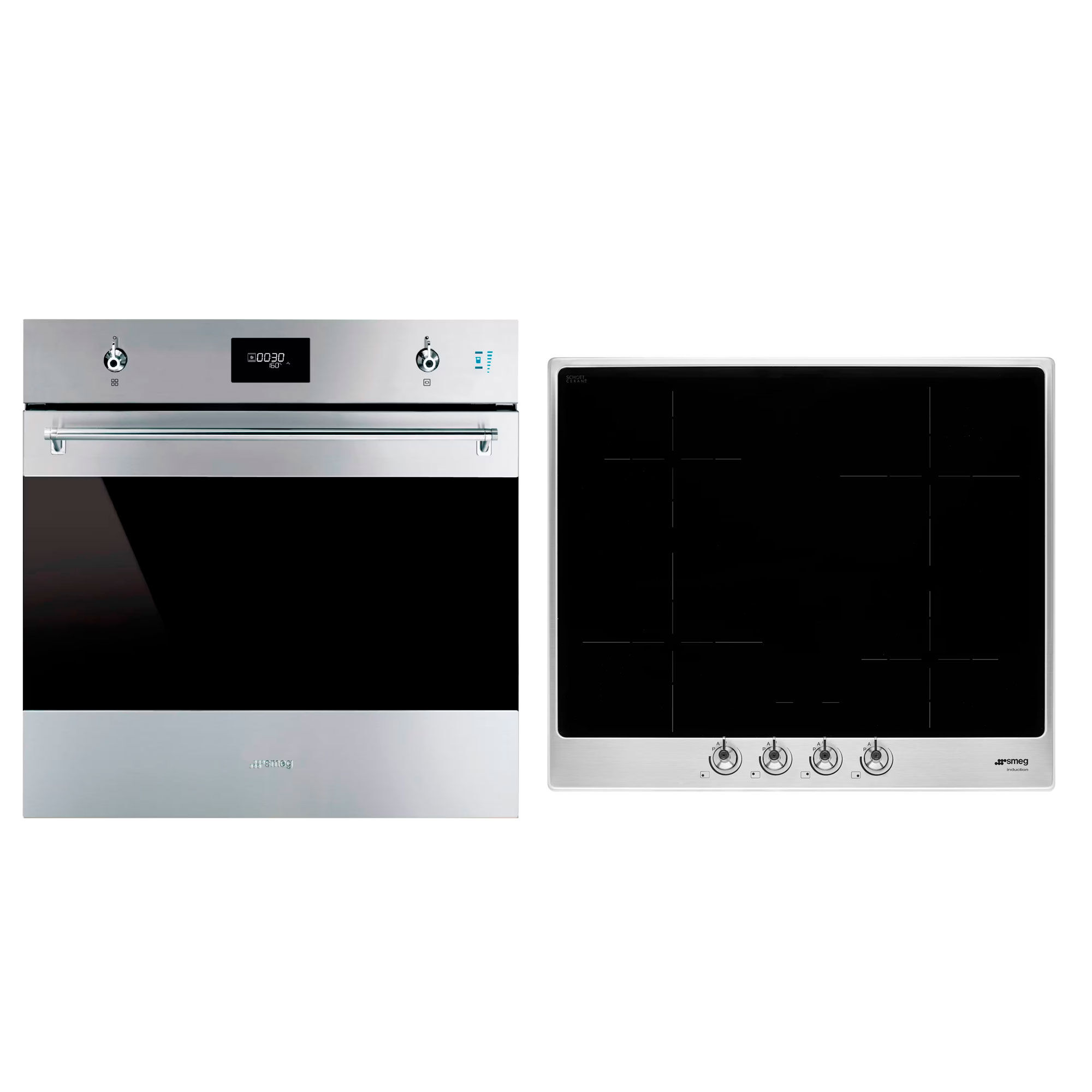 Smeg Classic indbygningsovn + induktionskogeplade 60 cm, rustfrit stål