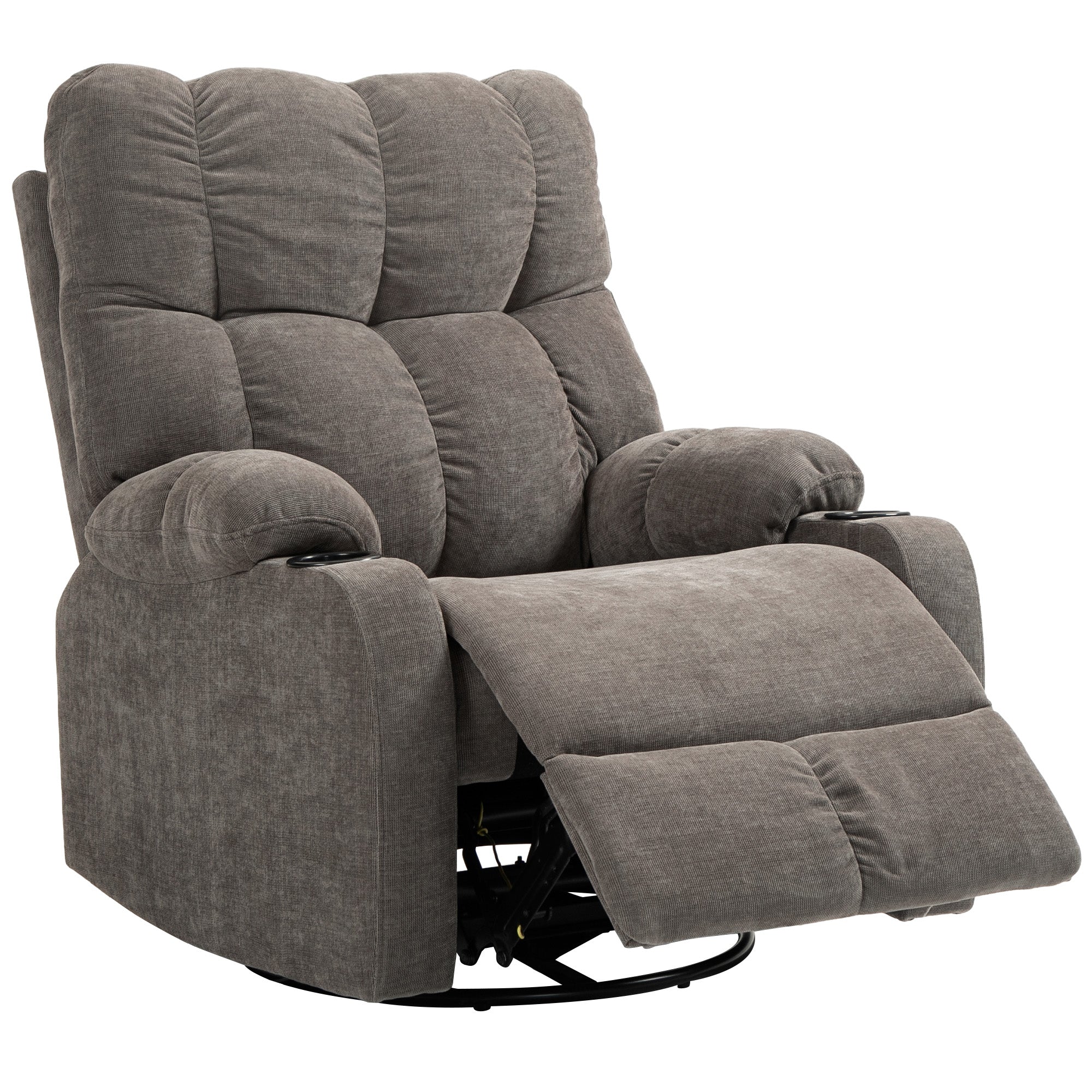 Afslapningsstol med fodstøtte, moderne loungestol, drejelig, op til 150 kg, stålstel, 88 x 96 x 108 cm, lysebrun