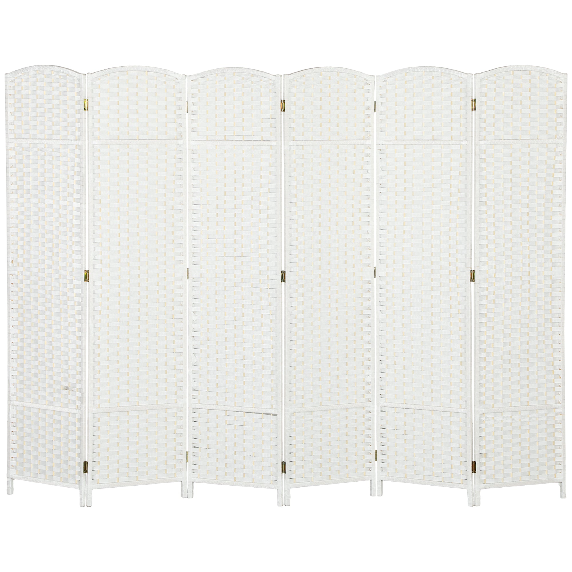 6-Panels rumdeler, foldbar skærm, skærm til stue, soveværelse, hjemmekontor, hvid