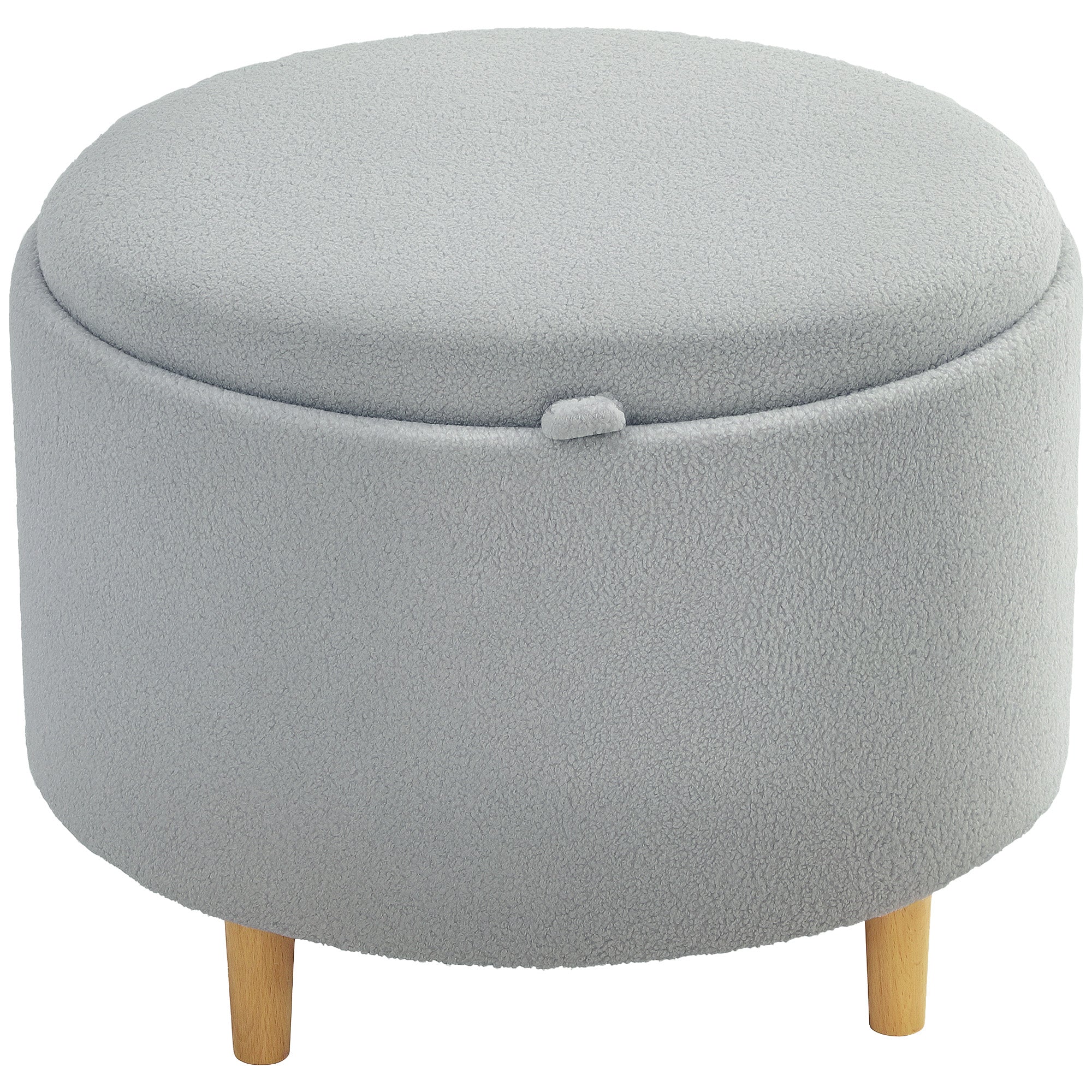 Skammel polstret fodskammel, teddy fleece, skjult opbevaringsplads, vendbart låg, 56 cm x 56 cm x 42 cm, grå