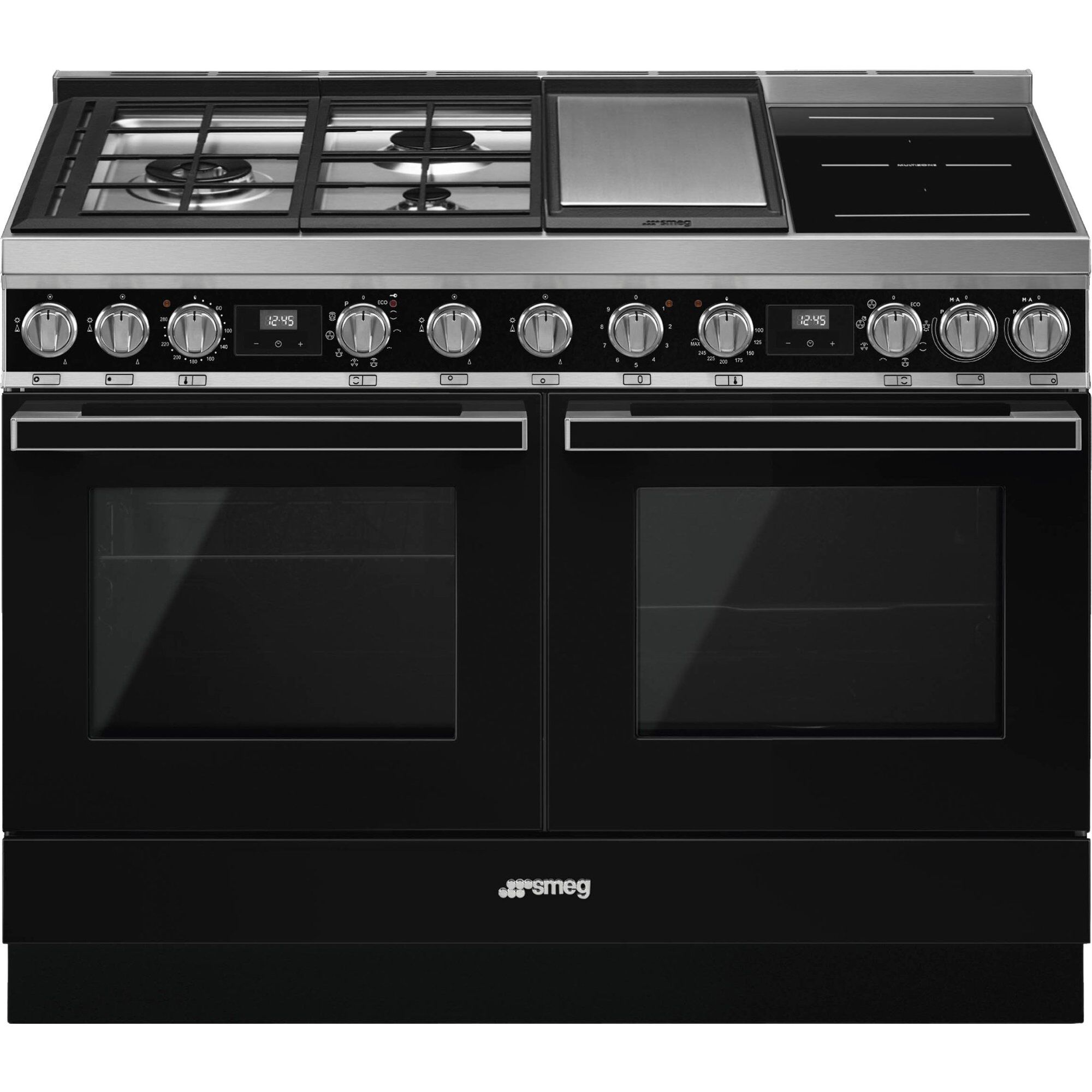 Smeg CPF120IGMPL Portofino gas-/induktionskomfur, sort