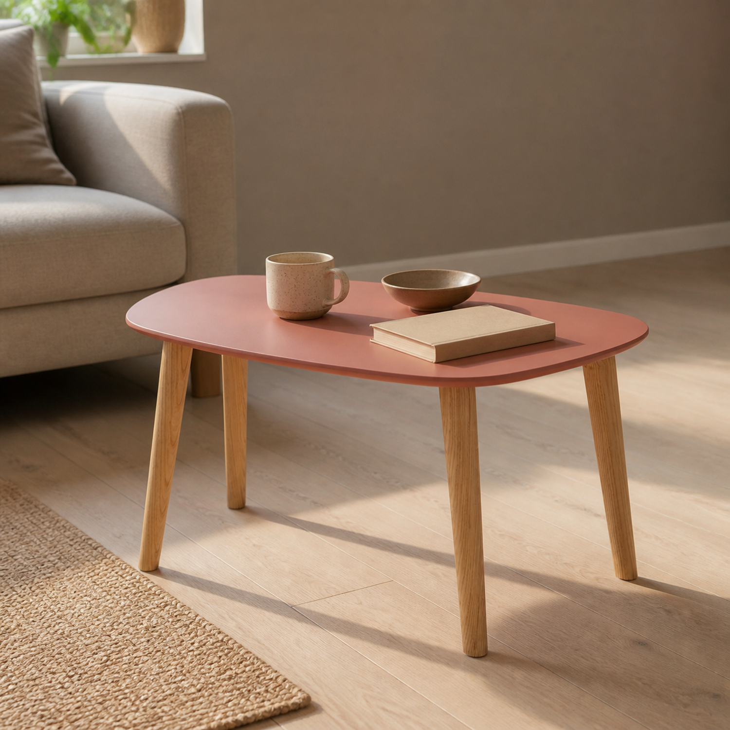 Sofabord med trapezform, antikrosa