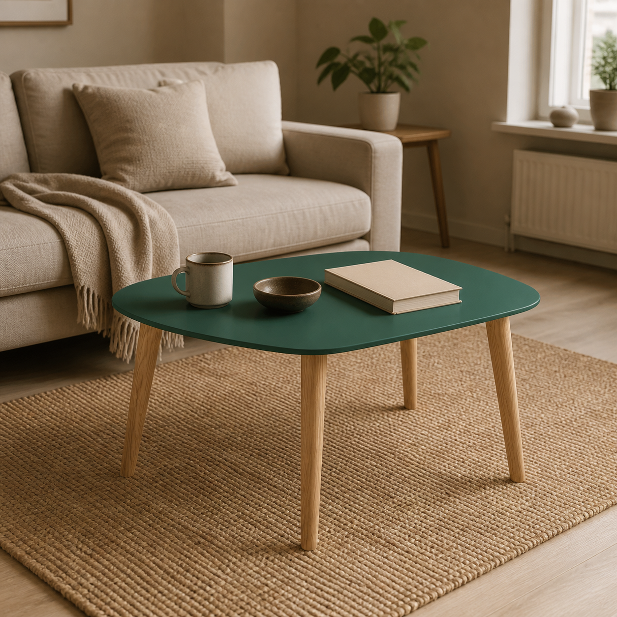 Sofabord med trapezform, mørkegrønt