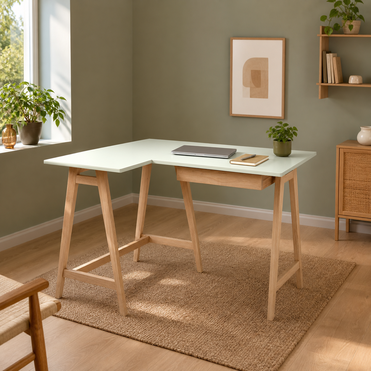 hjørneskrivebord 115 cm, venstre, mintgrøn