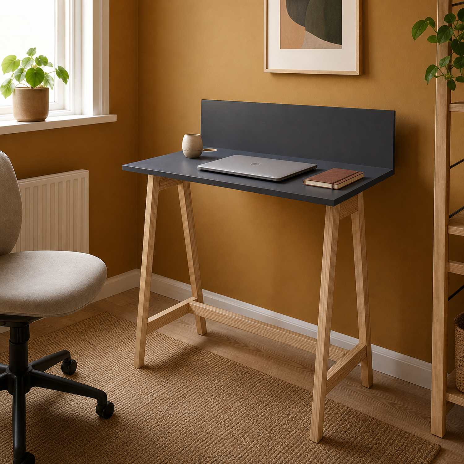 Skrivebord 85 cm med kabelhul, grafit