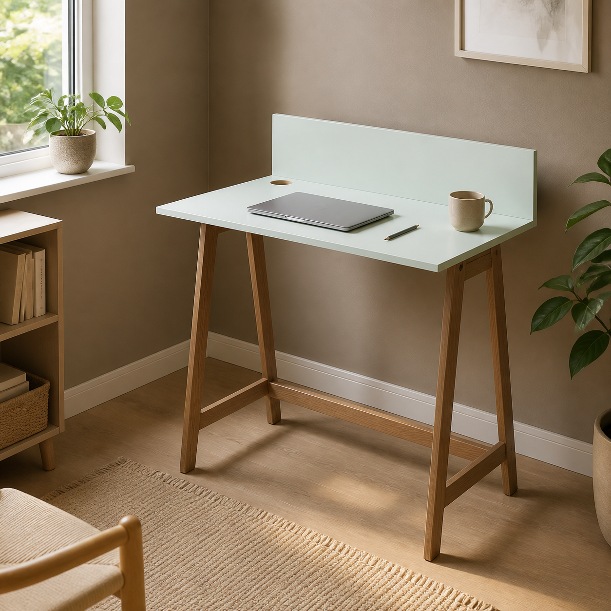 LUKA-bord 85 cm, mint/eg, uden skuffe