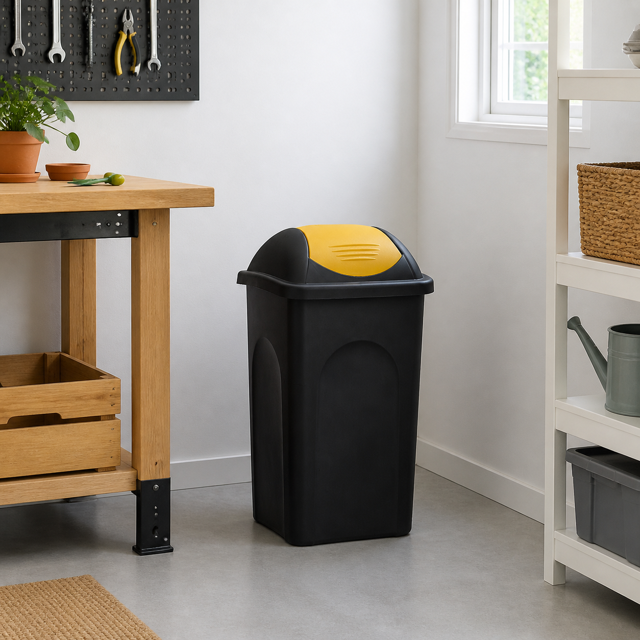 Affaldsspand med 60 liters kapacitet, gul