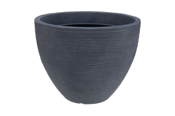 Plastkrukke m/riller - Ø:40|H:31 cm - Grå