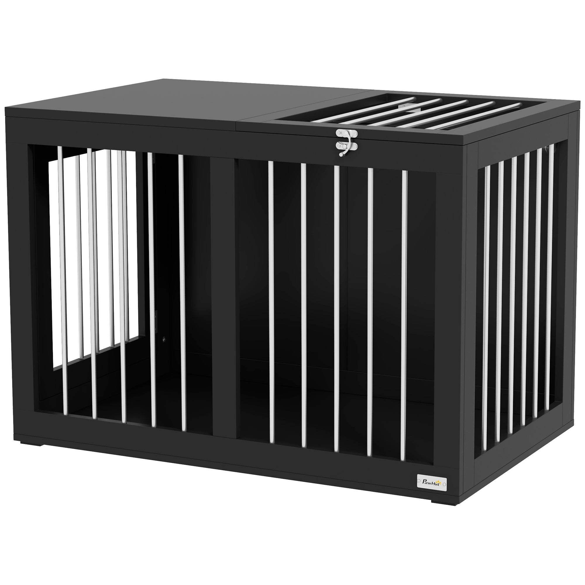 Hundebur hundetransportkasse, 2 døre, aflåselig, stålnet, 80 cm x 50 cm x 56,5 cm, sort