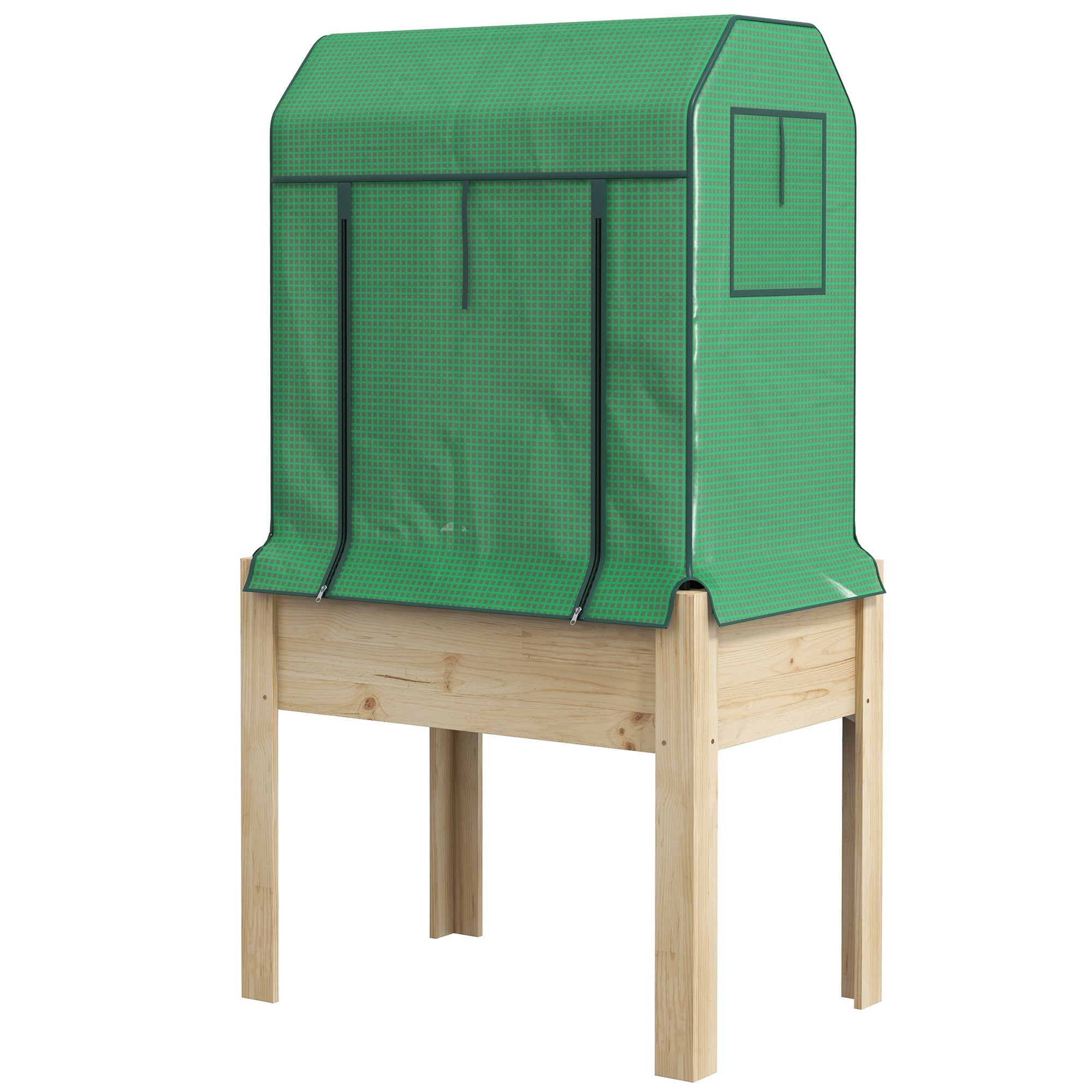 2-I-1 højbed plantekasse koldramme drivhus, 86 cm x 60 cm x 165 cm, naturlig + grøn