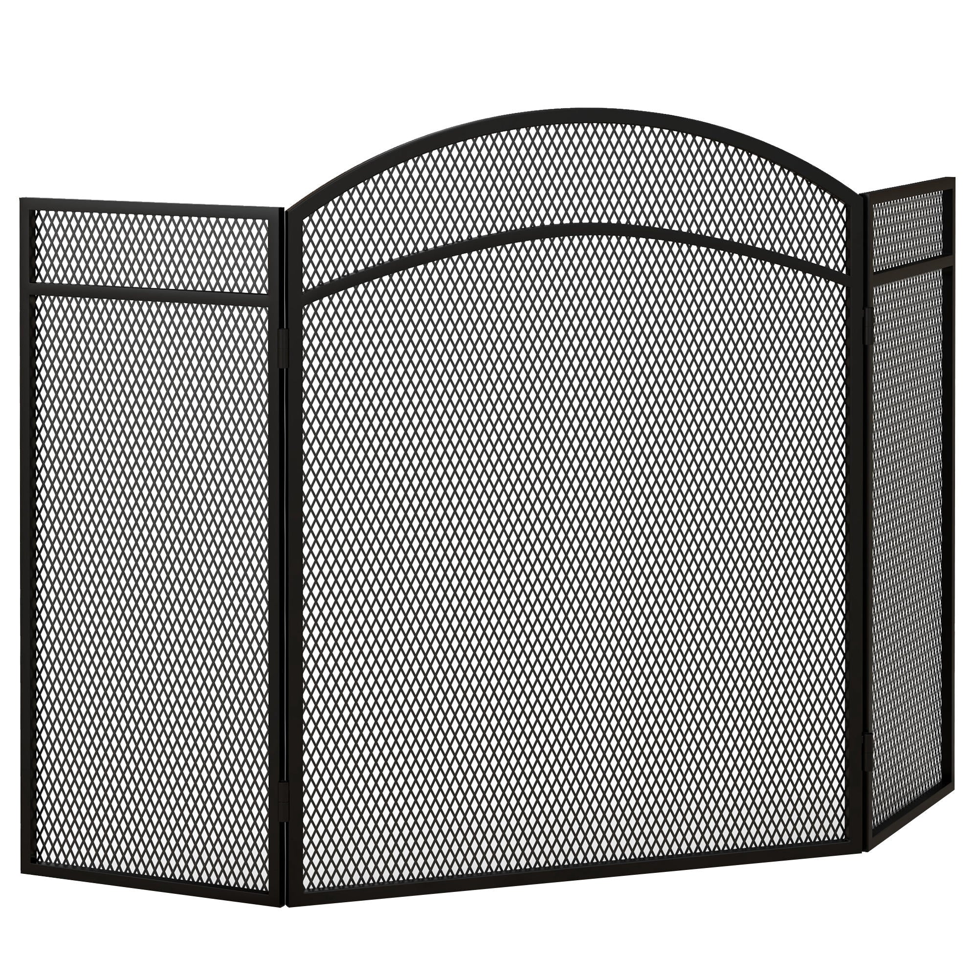 Gnistbeskyttelse til pejse, elegant gnistfanger, foldbar, belagt, sort, 96 x 60 cm