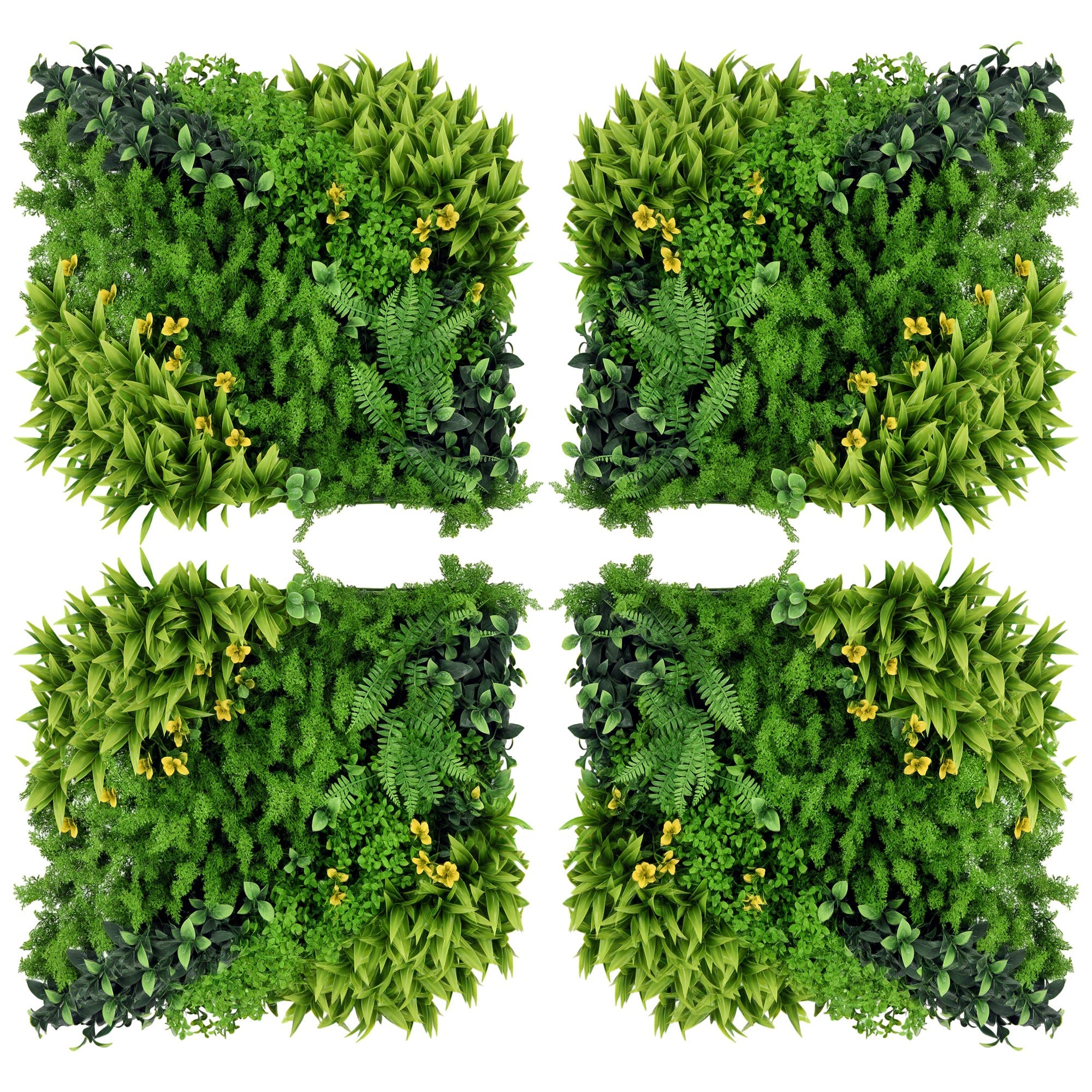 12 kunstige væghække, 50x50 cm, UV-beskyttelse, privatlivsskærm, flerbladet design, hækplante til have og udendørs dekoration