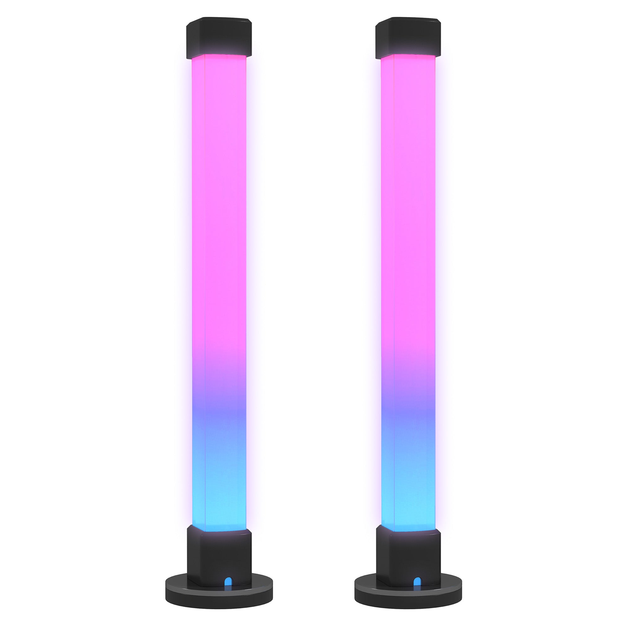 Sæt med 2 led-lamper, bordlampe med app og fjernbetjening, musiksynkronisering, farvetilstande, timer, hvid