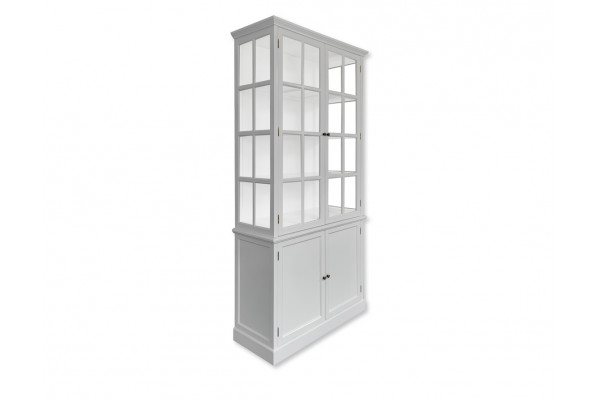 Romsø Vitrineskab - 220x110x45 cm Lysgrå/Hvid