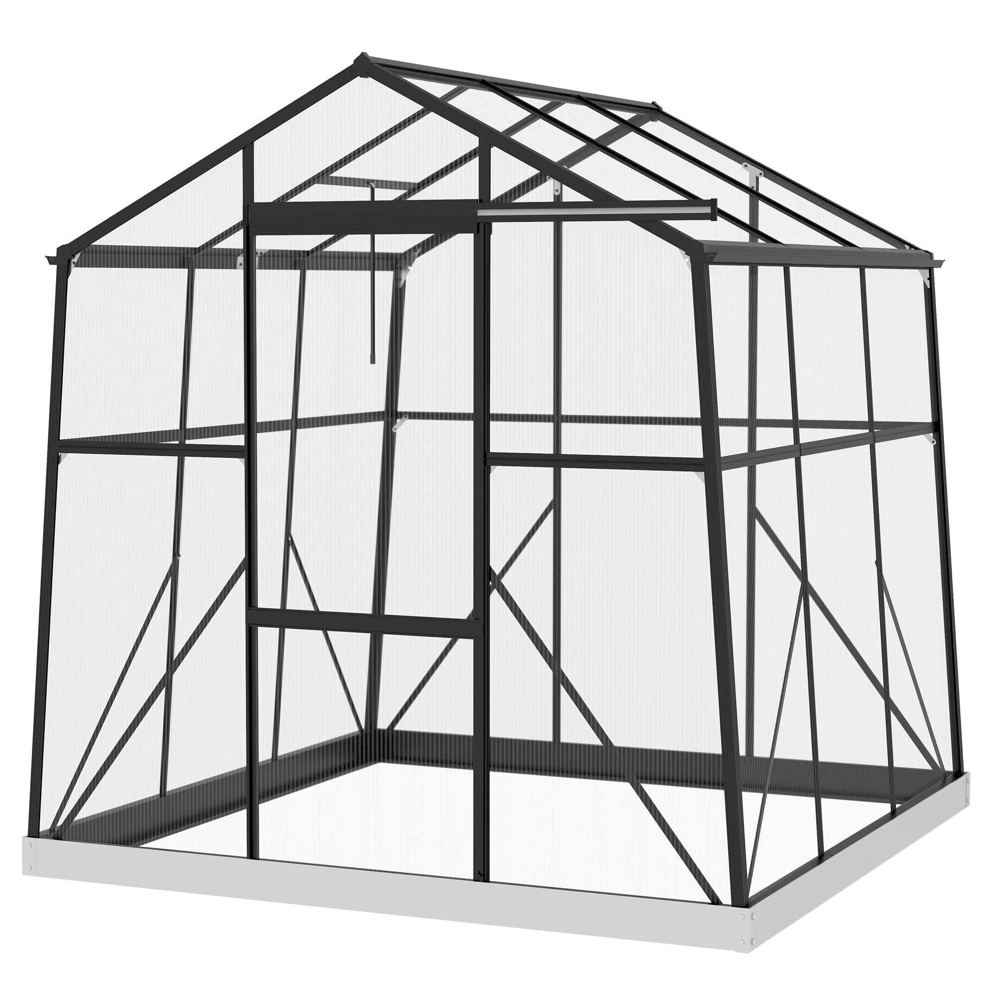 Drivhus/Koldramme, vejrbestandig, 192 x 192 x 203 cm, Sort