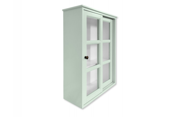 Sejerø Væghængt Vitrineskabe m/skydelåger - 70x50x20 Pastelblå/Hvid