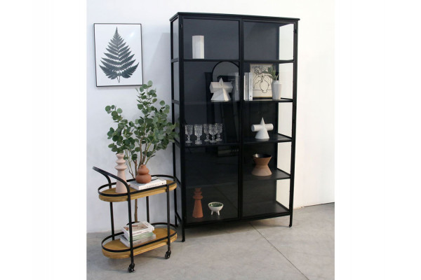 Skælskør Vitrineskab i metal - 119,5x40x212 cm - Sort