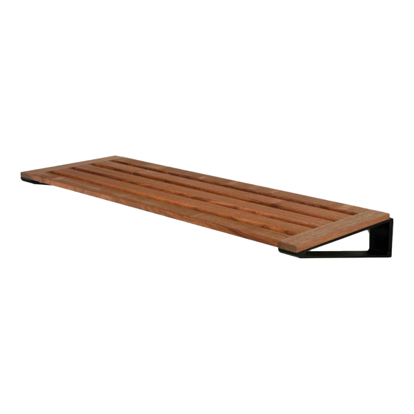 Knax hylde 8 skohylde - 80 cm - Olieret valnød - Sorte hyldebærere  : Erling Christensen Møbler
