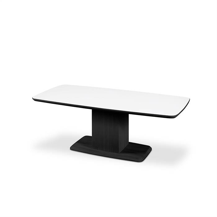 Skovby SM244 / SM267 sofabord - 130 x 65 cm - Bordplade: Hvid laminat med sort kant  : Erling Christensen Møbler