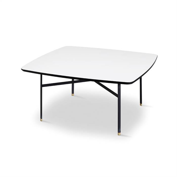 Skovby SM242 / SM262S sofabord - 99 x 99 cm - Bordplade: Hvid laminat med sort kant  : Erling Christensen Møbler
