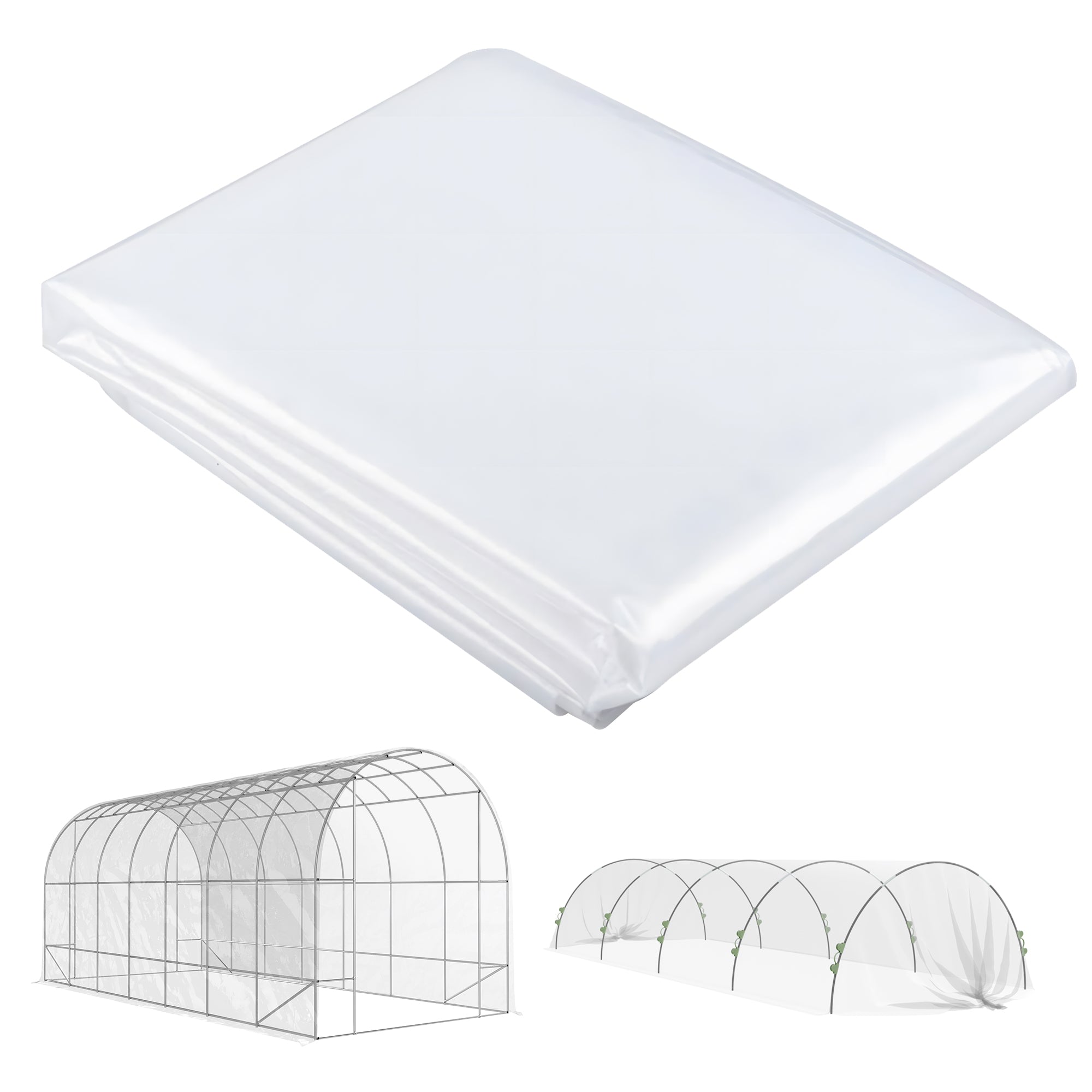 Drivhusoverdækning, plastikplanteoverdækning, uv-resistent, vandtæt, 7 x 8 m