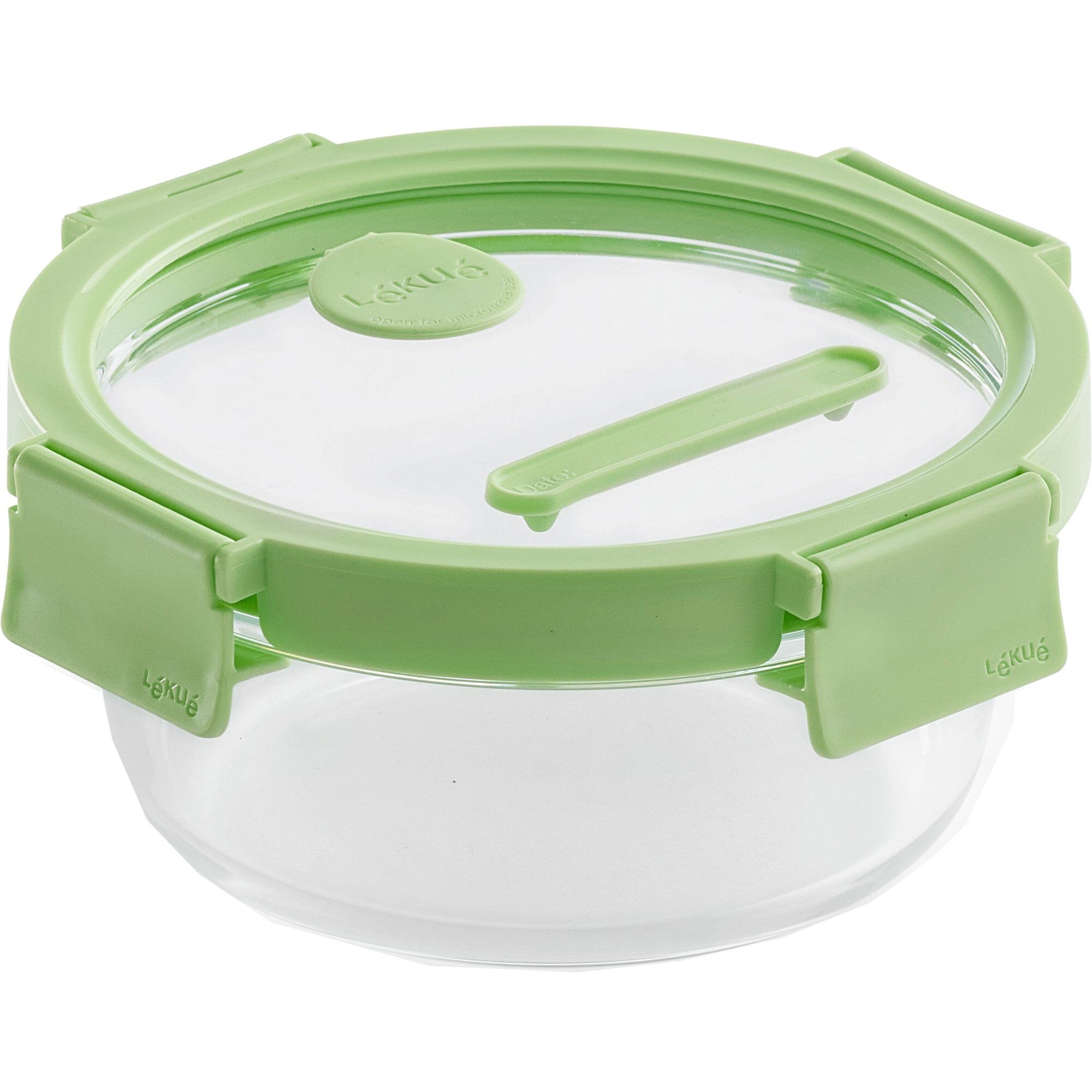 Lékué Rund madkasse 650 ml, glas/grøn