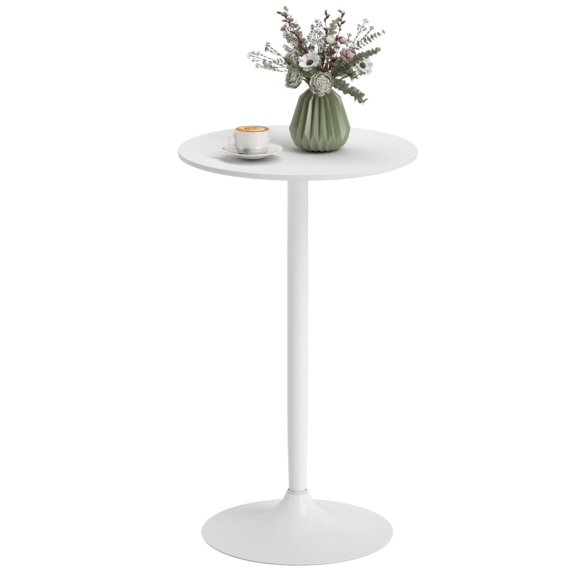 Barbord, højbord, bord til 2 personer, 60 x 60 x 102 cm, hvid