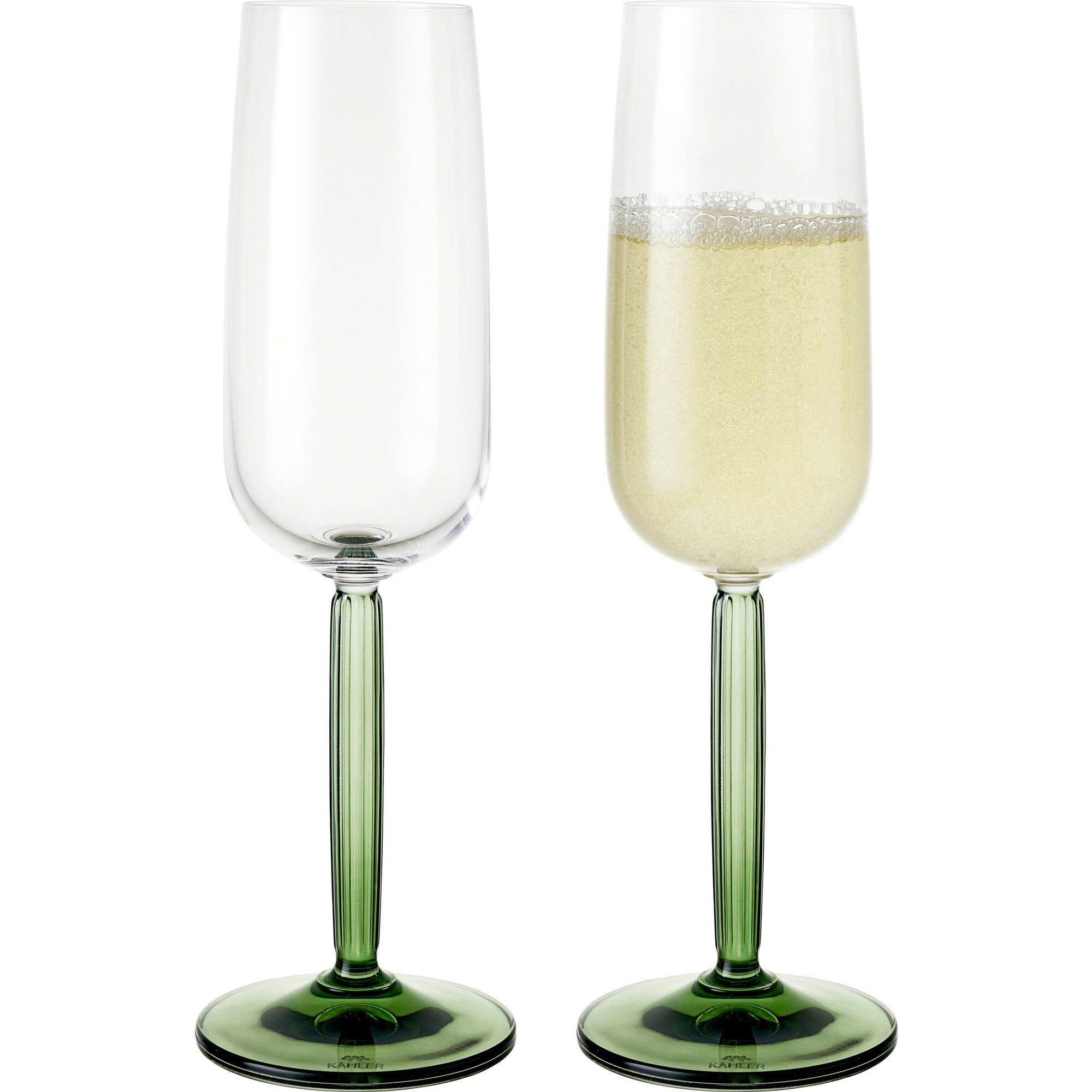 Kähler Hammershøi champagneglas 24 cl grøn, 2 stk