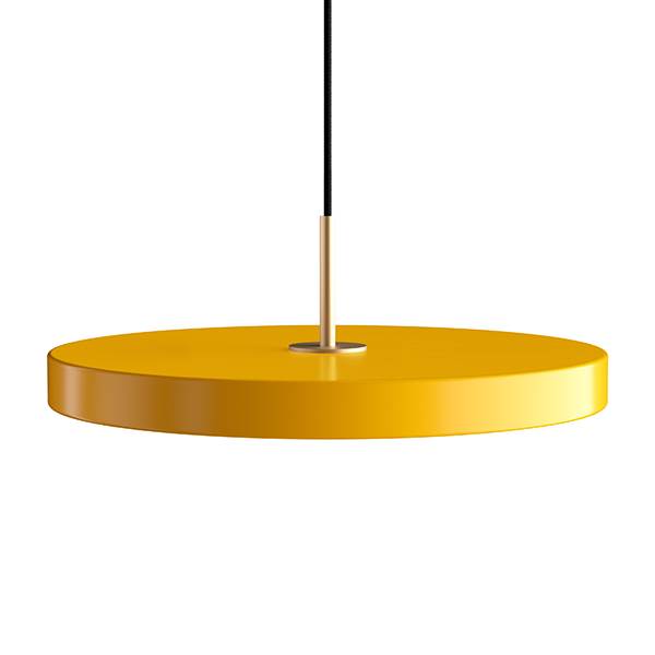 Umage Asteria medium pendel - Saffron yellow / messing  : Erling Christensen Møbler
