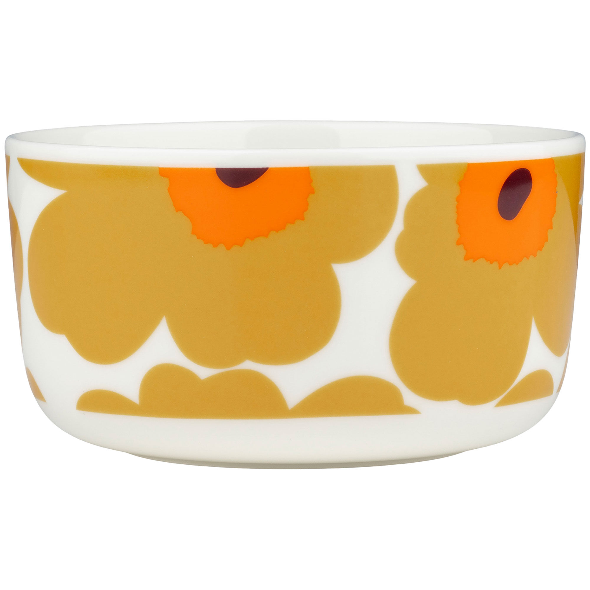 Marimekko Unikko skål 5 dl, hvid/karamel/orange