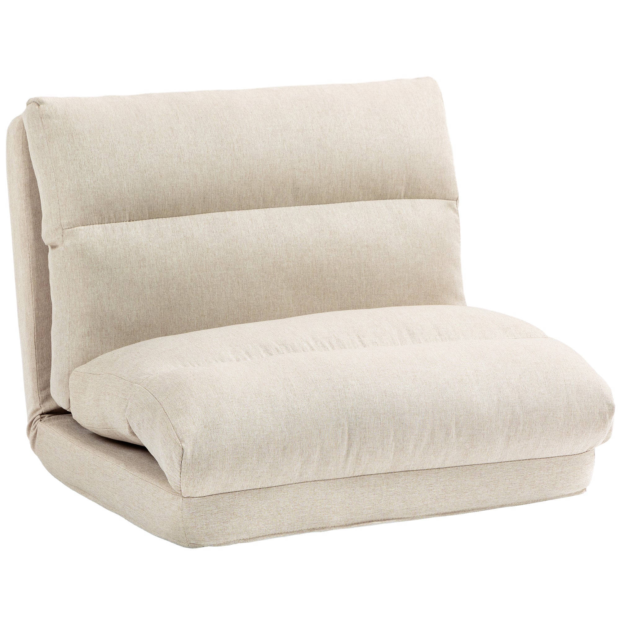 Sækkestol med sengefunktion, foldbar ryglæn, op til 120 kg, 70 x 72 x 56 cm, beige