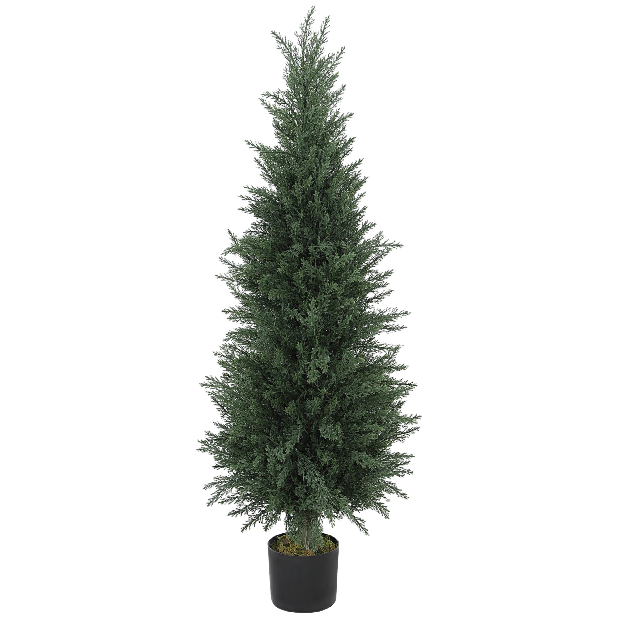 Kunstig cypres plante, 638 plastblade, med potte, uv-resistent, grøn
