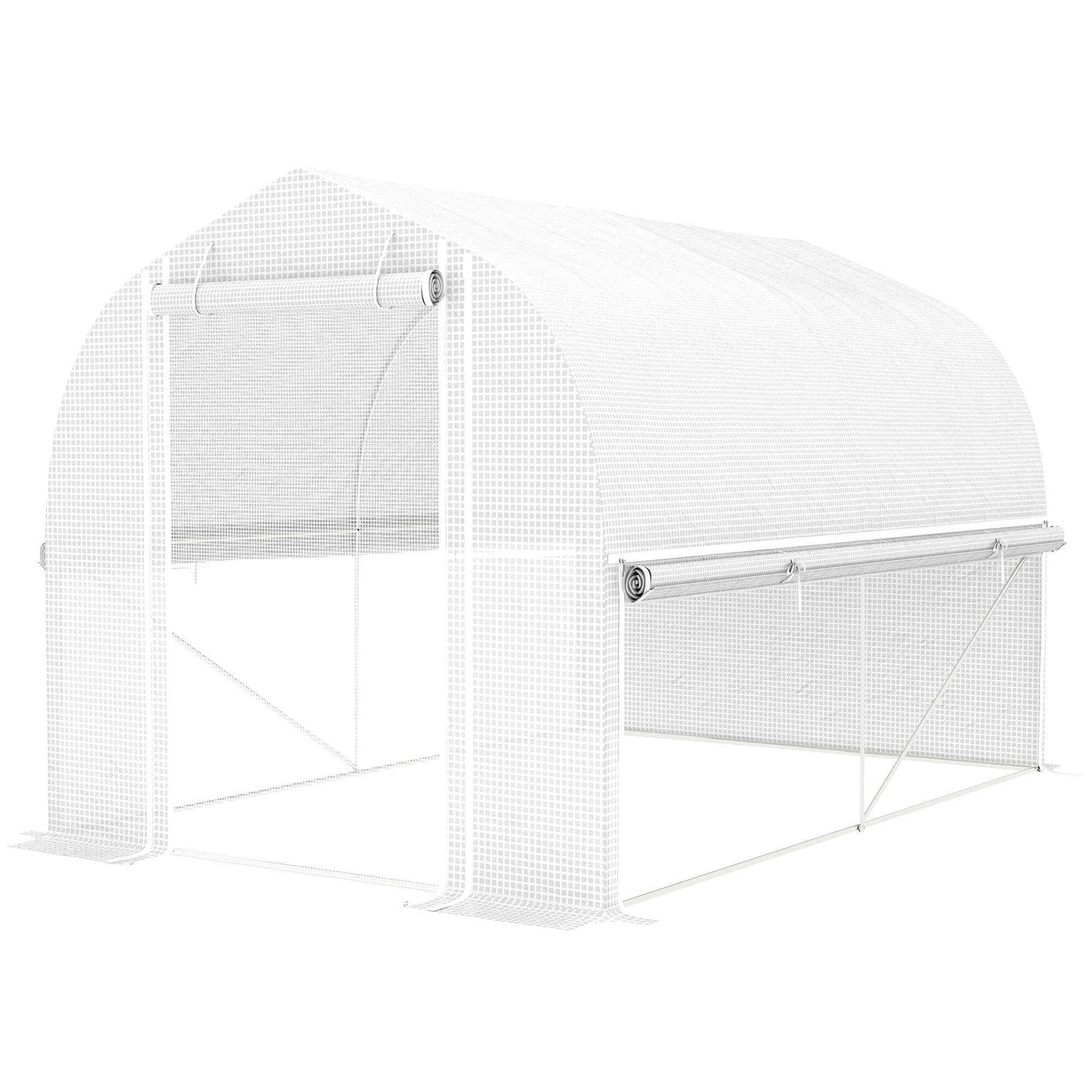 3 X 2 x 2 m polytunnel drivhus med oprullbare sidevægge, uv-bestandigt plastikdæksel og stålramme, hvid