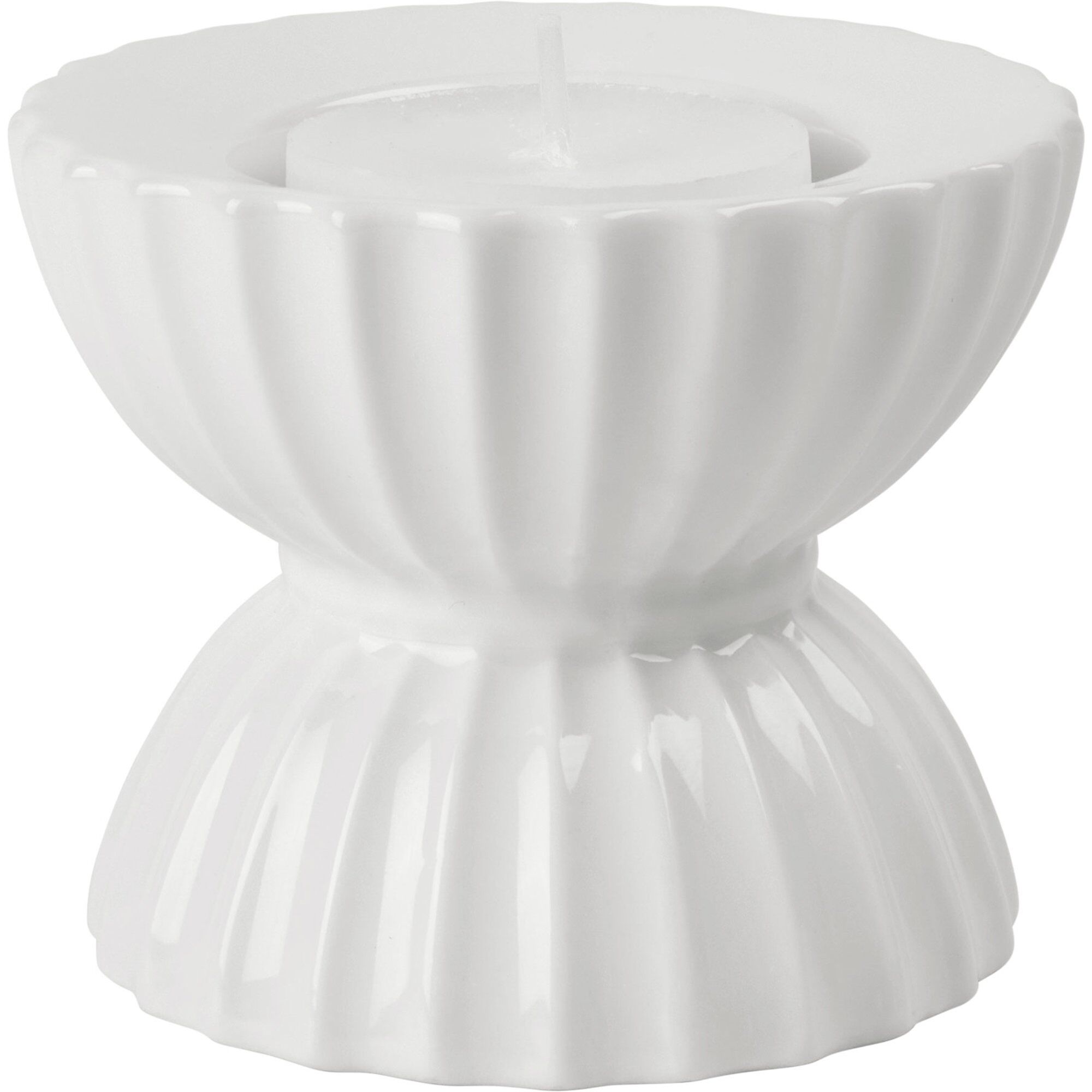 Lyngby porcelæn Tura lysestage til fyrfadslys Ø8 cm, hvid