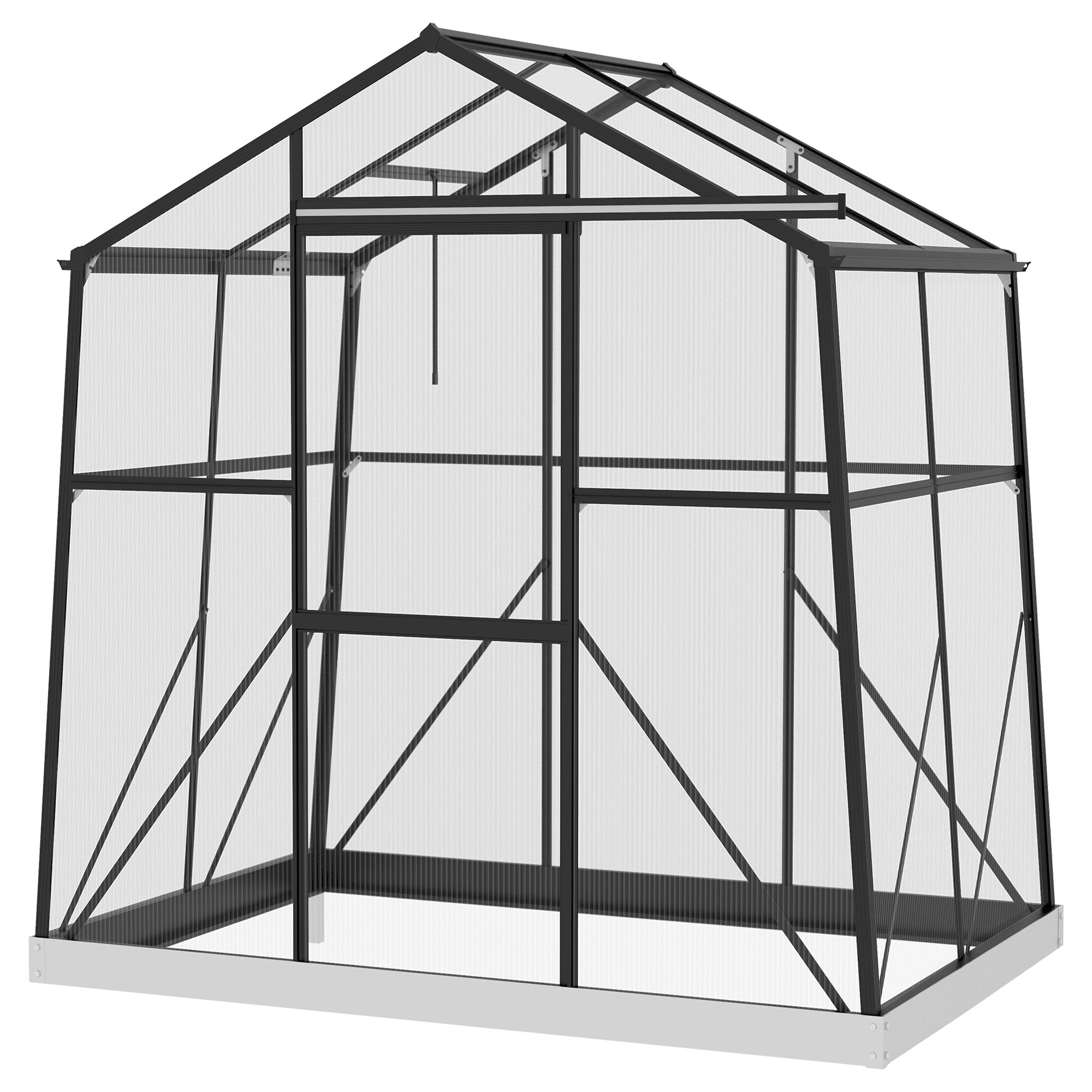 Drivhus/Koldramme, vejrbestandig, 192 x 131 x 203 cm, Sort