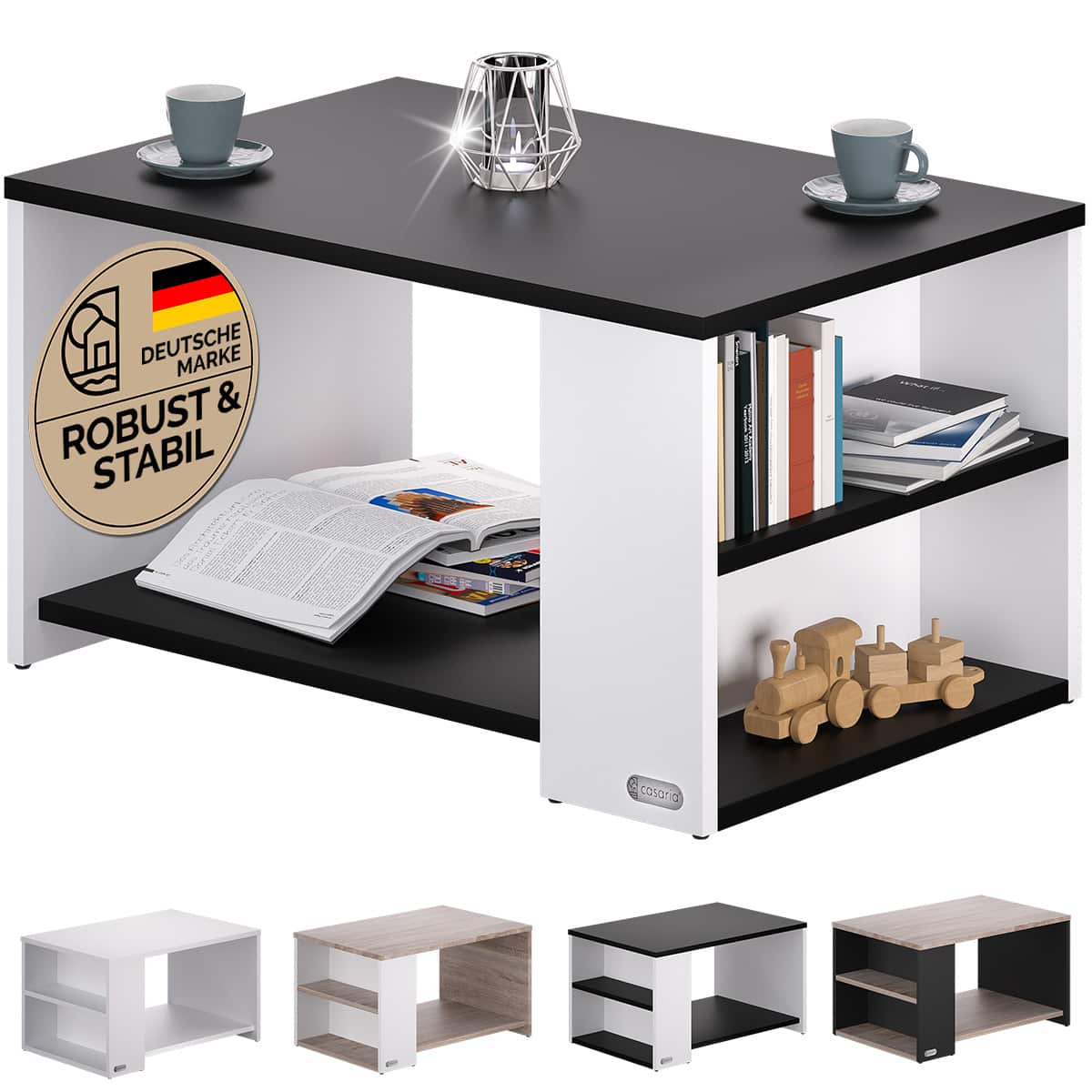Sofabord Santa Cruz Hvid/Sort 90x59x47cm