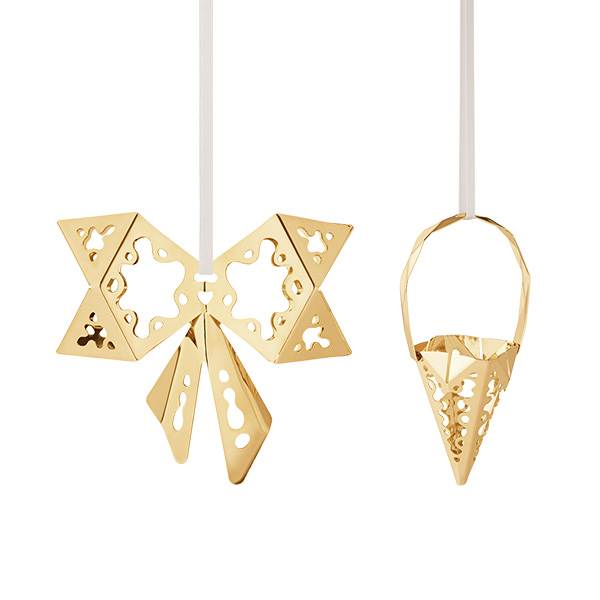 Georg Jensen jul 2022 Juleornament - Sløjfe og kræmmerhus - Guld  : Erling Christensen Møbler