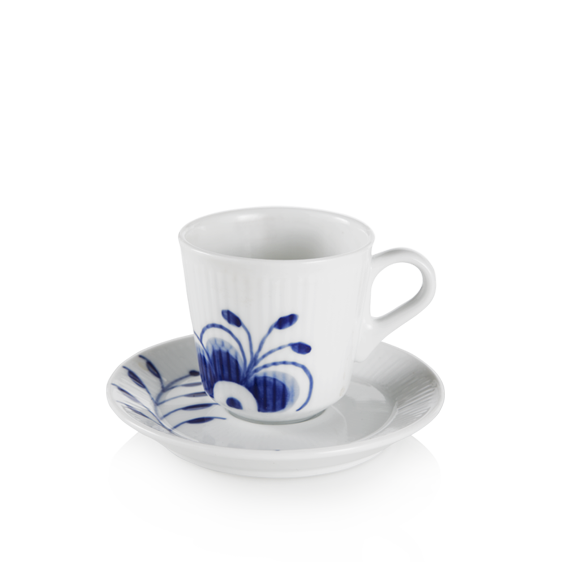 Royal Copenhagen Blå Mega Riflet espresso kop & underkop - 9 cl  : Erling Christensen Møbler