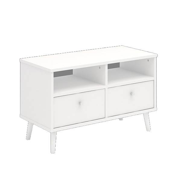 Nordic Furniture Tv-bænk med 2 skuffer  -  mat hvid - B:87 cm : Erling Christensen Møbler  : Erling Christensen Møbler