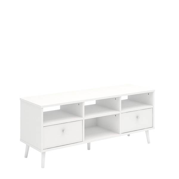Nordic Furniture Tv-bænk med 2 skuffer  -  mat hvid - B:128 cm : Erling Christensen Møbler  : Erling Christensen Møbler