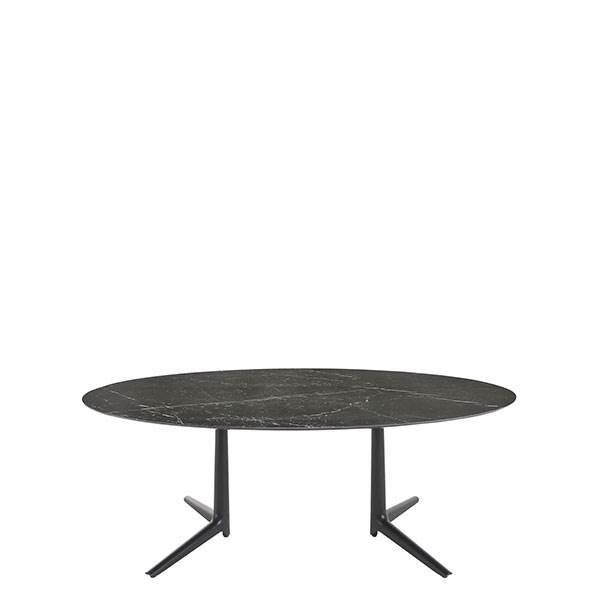 Kartell Multiplo XL ovalt spisebord - sort marmor  : Erling Christensen Møbler